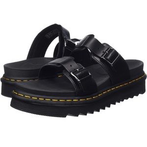 Dr. Martens Myles Brando Leather Buckle Slide Sandals - Black W8
